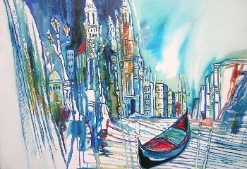 Venedig in blau, 2005, �l auf Leinen, 100x70, � 950